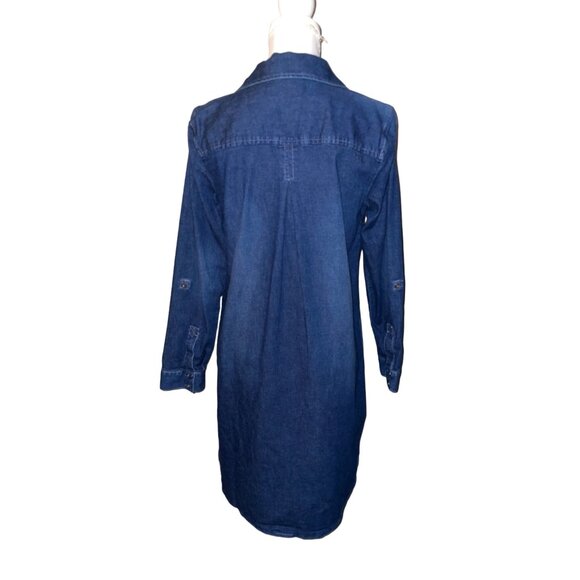J Jill Denim Dress Womens S Used Blue Button Front - Picture 5 of 14